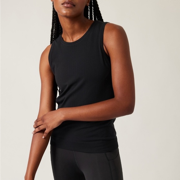 Athleta In Motion Seamless Criss Cross Tank Top Black Sz Small NWT Activewear - Picture 2 of 7